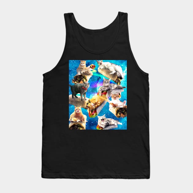 Galaxy Cat Burrito In Rainbow Space Tank Top by Random Galaxy